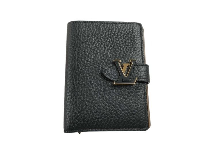 乐天商城 - LOUIS VUITTON ルイヴィトン 二つ折り財布 LV ヴェルティカル ウォレット コンパクト M81561 ノワール系 トリヨンレザー レディース 超美品【本物保証】【中古】