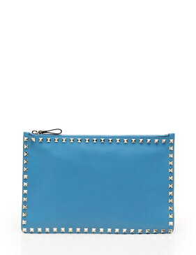 新品未使用展示品 VALENTINO GARAVANI ヴァレンティノガラヴァーニ ロックスタッズ クラッチバッグ LW2P0269BOL レザー 水色【本物保証】【中古】