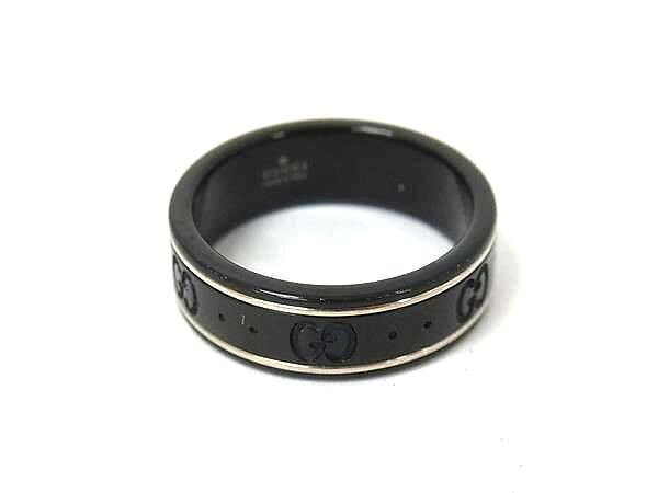 Rakuten - GUCCI グッチ リング アイコンリング 225985 ブラック系×シルバー系 セラミック K18WG ユニセックス GG柄 750 18K 美品【本物保証】【中古】