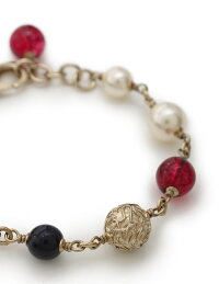 【中古】超美品CHANELシャネルココマークブレスレットフェイクパールラインストーンシャンパンゴールド白ピンク青B15V【本物保証】【中古】