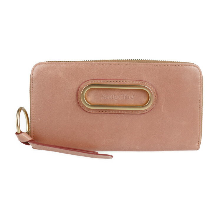 SEE BY CHLOE★ロゴ レザー 長財布【送料関税込】 豪華ラッピング無料 SEE BY CHLOE 二つ折り財布 ブラック レザー