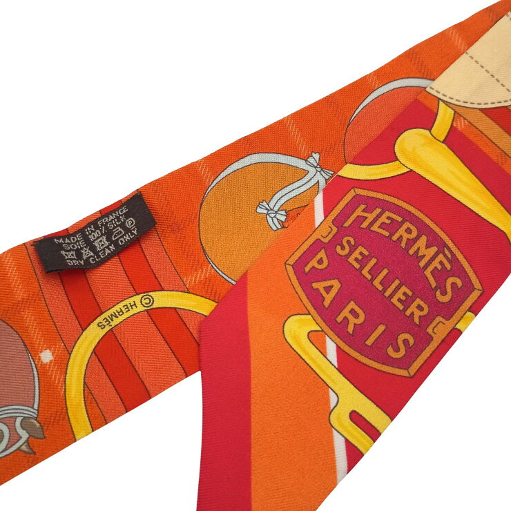 HERMES エルメス リボンスカーフ ツイリー マルチカラー系 シルク100％ レディース...