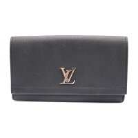 美品LOUISVUITTONルイヴィトンポルトフォイユロックミー2二つ折り長財布M62329カーフレザーノワール【本物保証】【中古】