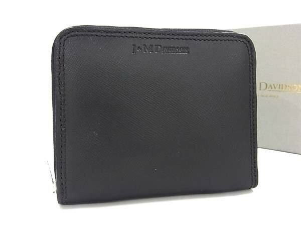 乐天商城 - J&M DAVIDSON デヴィッドソン コインケース ブラック系 レザー ユニセックス ラウンドファスナー 超美品【本物保証】【中古】