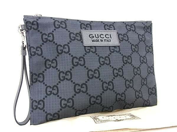 乐天商城 - GUCCI グッチ クラッチバッグ 770662 グレー系×ブラック系 GGキャンバス ユニセックス セカンドバッグ 新品未使用展示品【本物保証】【中古】
