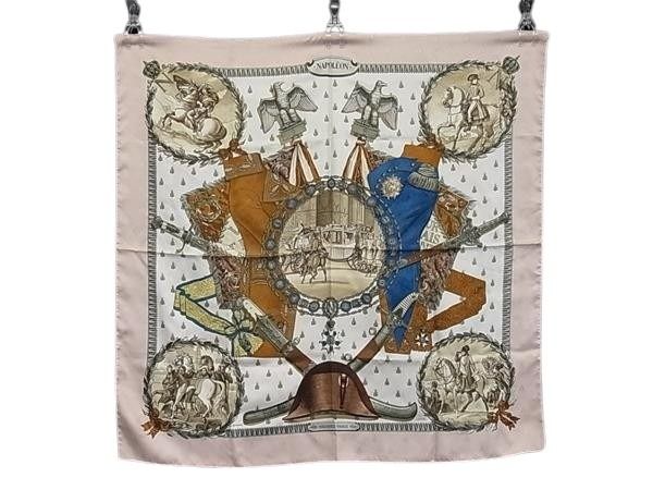 Silk - HERMES エルメス スカーフ カレ90 ピンク系×マルチカラー シルク100% レディース NAPOLEON ナポレオン 大判 美品【本物保証】【中古】
