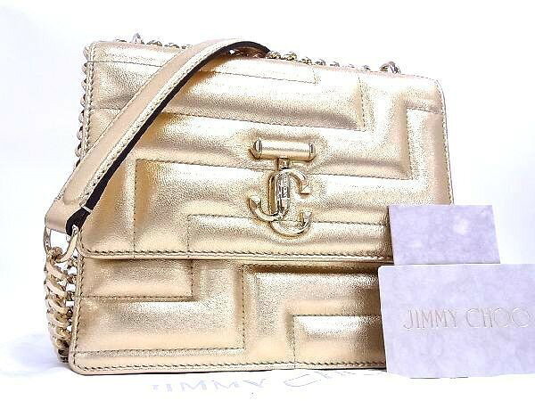乐天商城 - JIMMY CHOO ジミーチュウ ショルダーバッグ ヴァレンヌ アべニューコレクション ゴールド系 レザー レディース 22AW チェーン ゴールド金具 新品未使用展示品【本物保証】【中古】