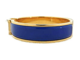 【新品未使用展示品】HERMESエルメスクリッククラックHバングルメタルブルー×ゴールドアクセサリー小物【本物保証】【中古】