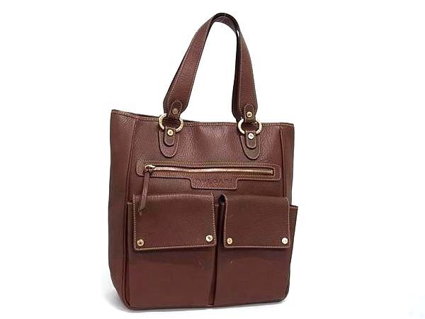 乐天商城 - 美品 BVLGARI ブルガリ トートバッグ マキシレッタレ - ブラウン系 レザー ユニセックス ベッキー ロゴ【本物保証】【中古】
