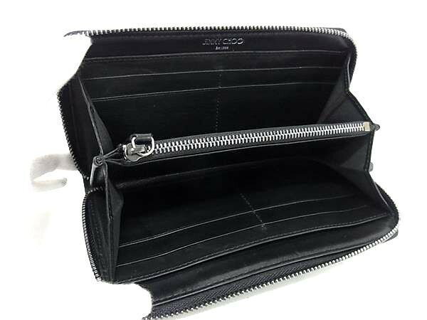JIMMY CHOO ジミーチュウ 長財布 SEKI セキ グリーン系 ナイロン メンズ ラウンドファスナー 美品【本物保証】【中古】 3