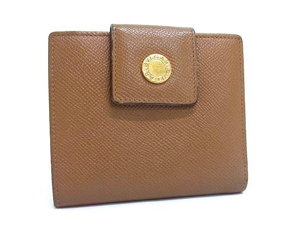 BVLGARI ブルガリ 財布 ブルガリブルガリ - ブラウン レザー ユニセックス Wホック 二つ折り財布 ゴールド金具【本物保証】【中古】