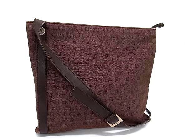 美品✨ブルガリ ハンドバッグ ミレリゲ ナイロン ブラウン　０GX ブラウン カーフレザー ブルガリ ローマ ミディアム トップハンドル