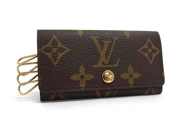 LOUIS VUITTON ルイヴィトン キーケース ミュルティクレ4 M62631 ブラウン系 モノグラム ユニセックス 4連 ゴールド金具 美品【本物保証】【中古】