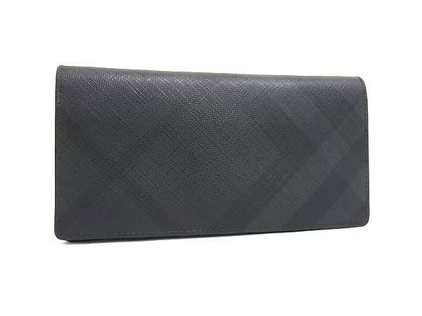 乐天商城 - BURBERRY バーバリー 長財布 ブラック系 PVC メンズ 二つ折り 美品【本物保証】【中古】