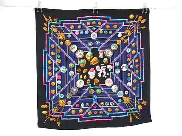 HERMES エルメス スカーフ カレ90 Petite main お針子さん - ブラック系 マルチカラー シルク100% レディース 美品【本物保証】【中古】