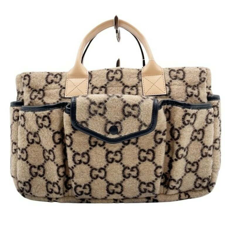 乐天商城 - GUCCI グッチ ハンドバッグ 628159 ベージュ系 ウール レザー レディース 美品【本物保証】【中古】