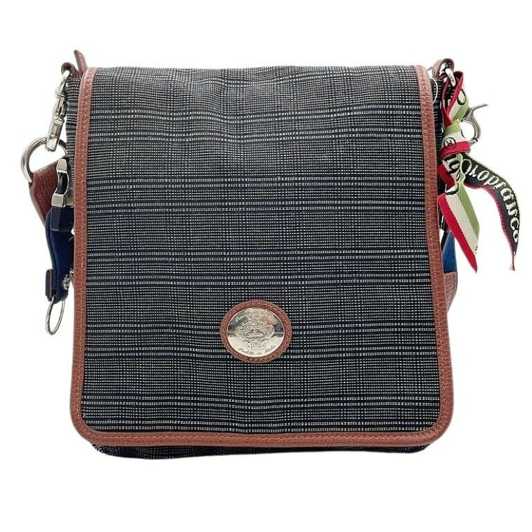 乐天商城 - Orobianco オロビアンコ ショルダーバッグ グレー系 キャンバス メンズ シルバー金具 美品【本物保証】【中古】