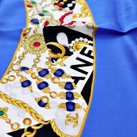 新品未使用展示品CHANELシャネル大判スカーフココマークアクセサリー柄ブルーマルチカラーシルクアパレル小物【本物保証】【中古】