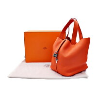 新品未使用展示品HERMESエルメスピコタンロックGMハンドバッグトリヨンクレマンスオレンジポピーT刻印【本物保証】【中古】
