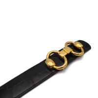 美品HERMESエルメスホースビットベルトアリゲーター□A刻印表記サイズ75ブラックゴールド金具アパレル小物【本物保証】【中古】