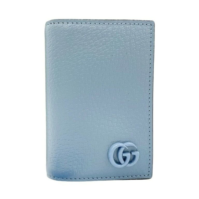 乐天商城 - GUCCI グッチ カードケース GGマーモント 700707 ライトブルー系 レザー ユニセックス 美品【本物保証】【中古】