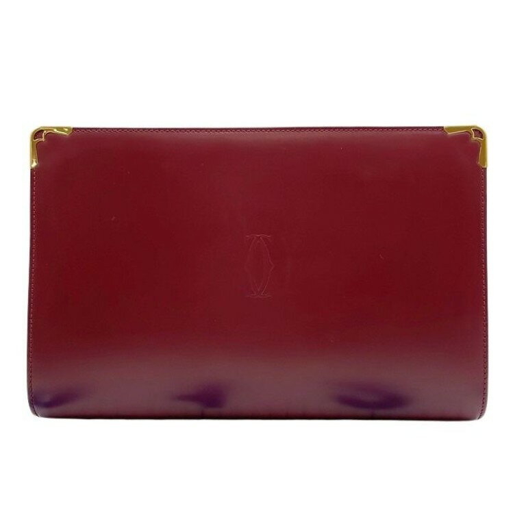 CARTIER - Cartier カルティエ セカンドバッグ マストライン L1000509 ボルドー系 レザー メンズ クラッチバッグ ゴールド金具 美品【本物保証】【中古】