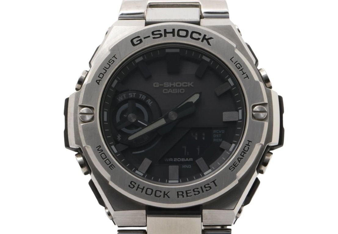送料無料 CASIO カシオ G-SHOCK G-STEEL GST-B500 Series 時計 GST-B500D-1A1JF ギフト ファッション アウトレット価格級 セール sale ワールドタイム Gショック ビジネス アナデジ腕時計 ギフト Gスチール タフソーラー カジュアル モバイルリンク 防水 商品番号： 2608073002098 ブランド： CASIO カシオ アイテム： 時計 モデル・ライン： G-SHOCK G-STEEL GST-B500 Series 生産国： CHINA 型番： GST-B500D-1A1JF シリアル： - 対象： メンズ 状態ランク： 総合：中古ABランク ケース：中古ABランク（ベゼル線傷、裏蓋傷） ベルト：中古ABランク（スレ、小傷、クスミ） ※稼働品、ガラスに大きなダメージはございません。 仕様： ・タフソーラー 　・20気圧防水 　・モバイルリンク機能 　・ワールドタイム 　・フルオートカレンダー 　・パワーセービング機能 サイズ： ・[ケース縦]約46.6mm 　・[ケース横]約48.9mm 　・[腕回り]約18.5cm※素人実寸ですので誤差はご了承ください。 素材： 樹脂／ステンレススチール カラー： ブラック シルバー※ご覧頂くパソコン・モニターにより、色合いが違って見える事があります。 付属品： 箱 保証書 余り駒2※画像に載っているものが全てとなります。 備考： G-STEELならではのタフネスと、洗練されたメタルデザインが融合したモデルです。ビジネスシーンにも映えるクールな佇まいで、腕元をスマートに演出します。 商品状態ランクの説明 新品 新品未使用の商品 未使用展示品 展示などでわずかな傷や経年変化がみられるお品 中古Sランク ほぼ使用感のない、超美品のリサイクル品 中古SAランク Sランクに近いAランクより綺麗なリサイクル品 中古Aランク 多少の使用感はありますが、状態の良いリサイクル品 中古ABランク Aランクより多少の使用感があるリサイクル品 中古Bランク 使用感や傷があるリサイクル品 中古BCランク Bランクより多少の使用感があるリサイクル品 中古Cランク かなりの使用感があり、傷や劣化が目立つリサイクル品 中古ジャンク 商品ごとに、商品ランク説明で詳しく説明しています送料無料 CASIO カシオ G-SHOCK G-STEEL GST-B500 Series 時計 GST-B500D-1A1JF ◆商品番号： 2608073002098 ◆ブランド： CASIO カシオ ◆アイテム： 時計 ◆モデル・ライン： G-SHOCK G-STEEL GST-B500 Series ◆生産国： CHINA ◆型番： GST-B500D-1A1JF ◆対象： メンズ ◆状態ランク： 総合：中古ABランク ケース：中古ABランク（ベゼル線傷、裏蓋傷） ベルト：中古ABランク（スレ、小傷、クスミ） ※稼働品、ガラスに大きなダメージはございません。 ◆仕様： ・タフソーラー 　・20気圧防水 　・モバイルリンク機能 　・ワールドタイム 　・フルオートカレンダー 　・パワーセービング機能 ◆サイズ： ・[ケース縦]約46.6mm 　・[ケース横]約48.9mm 　・[腕回り]約18.5cm ※素人実寸ですので誤差はご了承ください。 ◆素材： 樹脂／ステンレススチール ◆カラー： ブラック シルバー ※ご覧頂くパソコン・モニターにより、色合いが違って見える事があります。 ◆付属品： 箱 保証書 余り駒2 ※画像に載っているものが全てとなります。 ◆備考： G-STEELならではのタフネスと、洗練されたメタルデザインが融合したモデルです。ビジネスシーンにも映えるクールな佇まいで、腕元をスマートに演出します。
