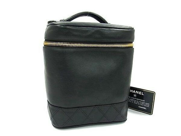 CHANEL シャネル ハンドバッグ バニティ ビコローレ A01619 ブラック ラムスキン レディース ココマーク マトラッセ 縦型 ゴールド金具【本物保証】【中古】