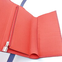 新品未使用展示品 HERMES エルメス ケリーウォレット ミディアム 三つ折り財布 ヴォーエプソン ブルーブライトン カプシーヌ ヴェルソ C刻印【本物保証】【中古】