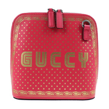 新品未使用展示品 GUCCI グッチ SEGAコラボ GUCCYプリント ショルダーバッグ 511189 レザー ピンク 2WAY【本物保証】【中古】