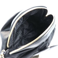 超美品 CHANEL シャネル リストレットポーチ ポーチ サテン レザー ブラック×ゴールド クローバー【本物保証】【中古】