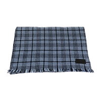 新品未使用展示品 HERMES エルメス ECHARPE KATMANDOU マフラー カシミア85% ヤクの毛15% ブルー 千鳥柄【本物保証】【中古】