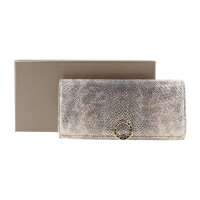 超美品 BVLGARI ブルガリ コンチネンタル ロングウォレット ブルガリブルガリ 二つ折り財布 288278 カルングスキンレザー ミルキーオパール フラップ ロゴクリップ 長財布【本物保証】【中古】