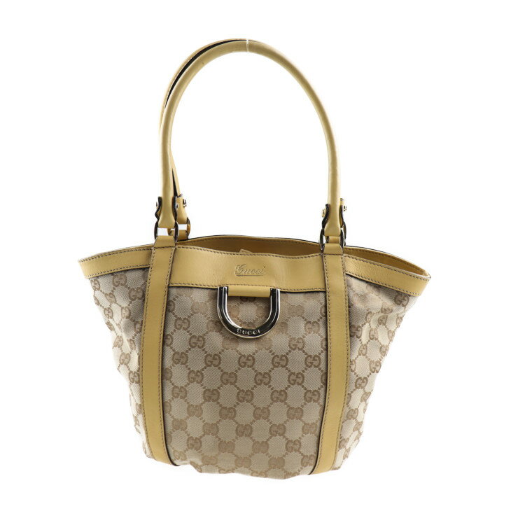 美品 GUCCI グッチ バッグ ハンドバッグ 211988 GGキャンバス レザー ベージュ系 ゴールド金具 トートバッグ ショルダーバッグ【本物保証】【中古】