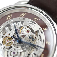 美品 HERMES エルメス アルソー スケルトン 腕時計 AR6.710 ステンレススチール レザー シルバー ブラウン 自動巻【本物保証】【中古】