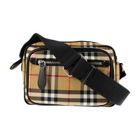 新品未使用展示品 BURBERRY バーバリー ショルダーバッグ 8005524 キャンバス ベージュ チェック柄 カメラバッグ【本物保証】【中古】