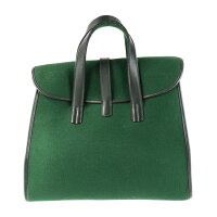 HERMES エルメス フードゥ ハンドバッグ フェルト レザー グリーン □F刻印【本物保証】【中古】
