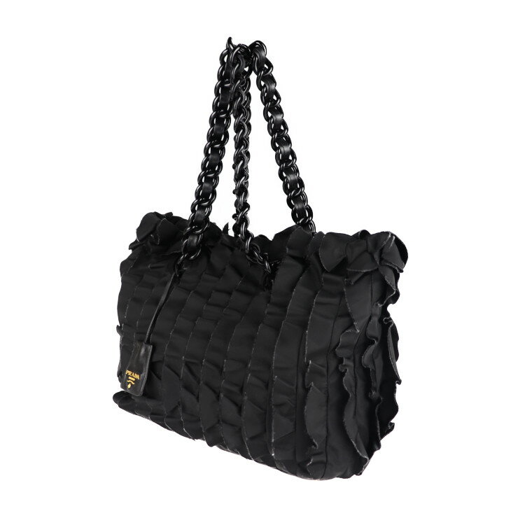 PRADA プラダ トートバッグ BR4071 ナイロン ブラック フリル【本物保証】【中古】