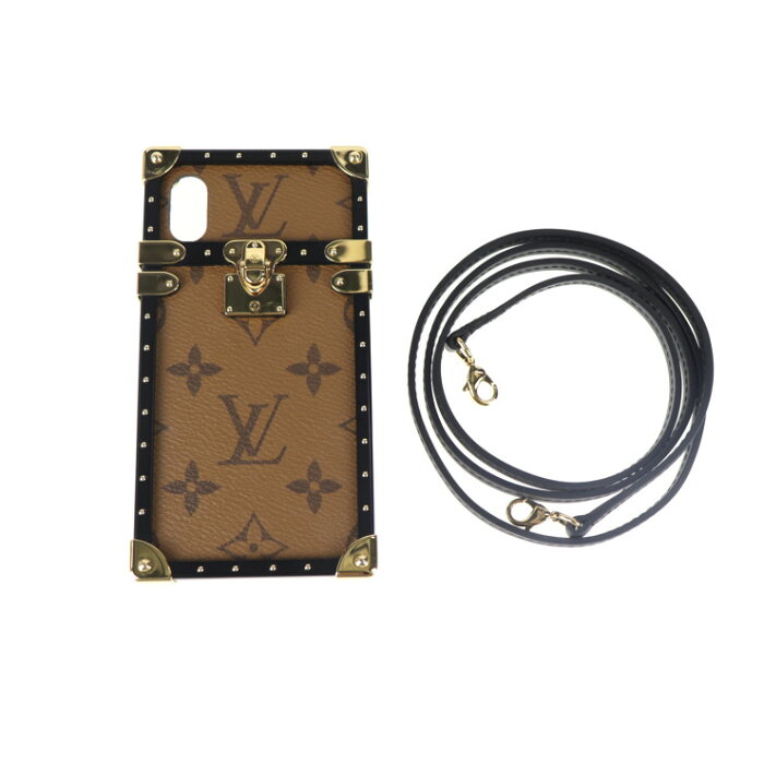 超美品 LOUIS VUITTON ルイ ヴィトン アイトランク iPhone X & XS モノグラム・リバース スマホケース その他小物 M62619 モノグラム・リバースキャンバス ブラウン ネックストラップ ショルダーストラップ ビトン【本物保証】【中古】