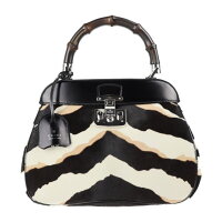 新品未使用展示品 GUCCI グッチ レディロック バンブー ハンドバッグ 331830 520981 ハラコ レザー ブラウン系【本物保証】【中古】