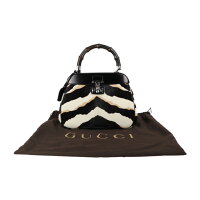 新品未使用展示品 GUCCI グッチ レディロック バンブー ハンドバッグ 331830 520981 ハラコ レザー ブラウン系【本物保証】【中古】