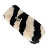 超美品 FENDI フェンディ マフラー FNL139 A1JG F11D3 フォックス レザー ベージュ ブラック ティペット ベルト付き【本物保証】【中古】