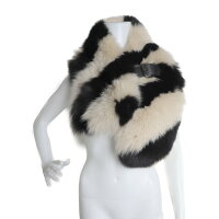 超美品 FENDI フェンディ マフラー FNL139 A1JG F11D3 フォックス レザー ベージュ ブラック ティペット ベルト付き【本物保証】【中古】