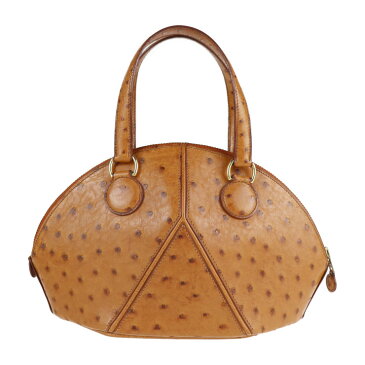 美品 HERMES エルメス イルドヴォー ハンドバッグ オーストリッチ ブラウン ヴィンテージ 〇V刻印 2WAY ショルダーバッグ【本物保証】【中古】