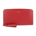 新品未使用展示品 JIMMY CHOO ジミーチュウ ATHINI ZIP 長財布 - レザー レッド ゴールド金具 ラウンドファスナー タッセル【本物保証】【...