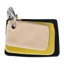 超美品 FENDI フェンディ トリプレット ポーチ 8BS001 レザー ブラック イエロー ピンクベージュ 3連【本物保証】【中古】