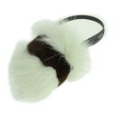 超美品 FENDI フェンディ バッグチャーム チャーム - ファー×レザー ホワイトグリーン系 ダークブラウン ポンポン ツートン【本物保証】【中古】