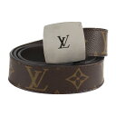 LOUIS VUITTON ルイ ヴィトン サンチュール LV カット ベルト M6888V 表記サイズ 85/34 モノグラムキャンバス ブラウン シルバー金具 ビトン【本物保証】【中古】