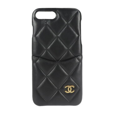 CHANEL シャネル iphone8 plus ケース マトラッセ その他小物 A83564 ラムスキン ブラック ゴールド金具 ココマーク スマホケース【本物保証】【中古】