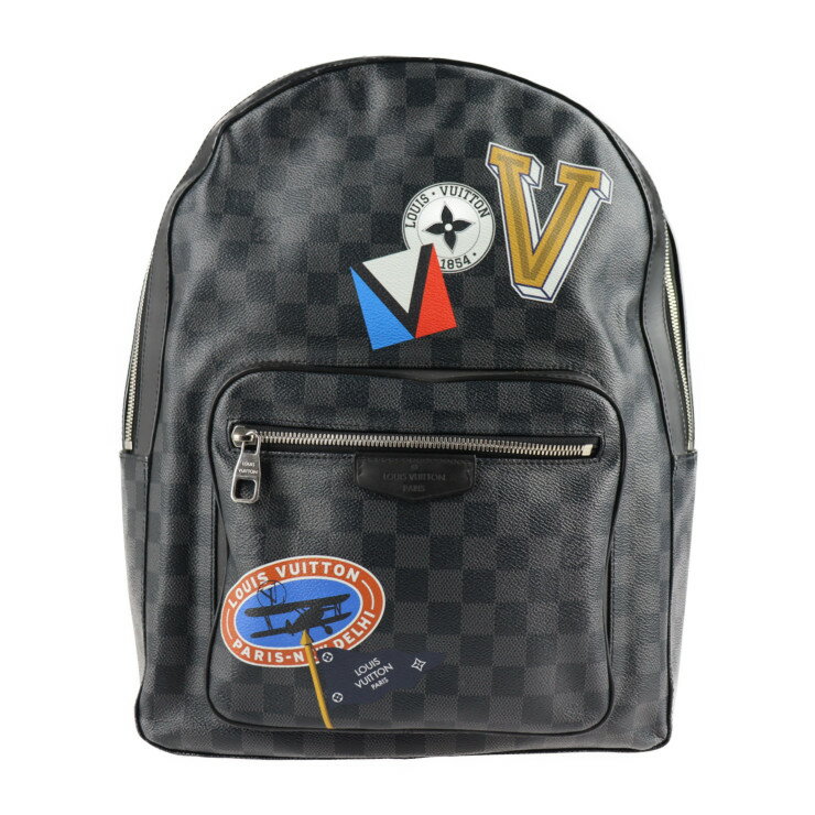 美品 LOUIS VUITTON ルイ ヴィトン ジョッシュ リュック・デイパック N64424 ダミエグラフィットキャンバス レザー グレー ブラック バックパック ビトン【本物保証】【中古】